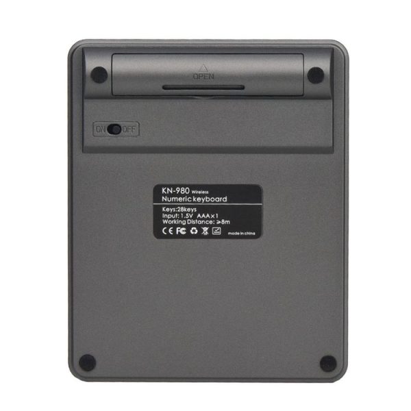 KN-980 28 Keys Portable Wireless Digital Quiet Keypad Computer External Digital Password Keypad (Gray) - Image 3