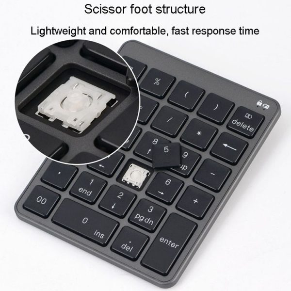 KN-980 28 Keys Portable Wireless Digital Quiet Keypad Computer External Digital Password Keypad (Gray) - Image 4