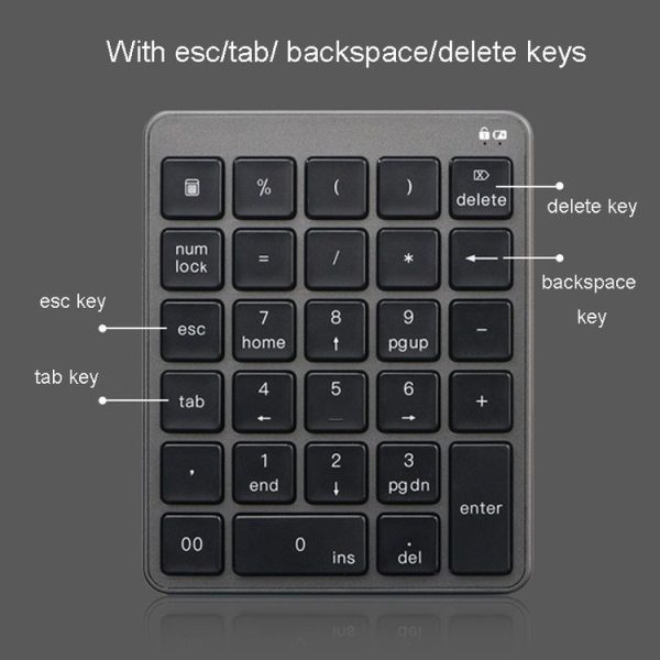 KN-980 28 Keys Portable Wireless Digital Quiet Keypad Computer External Digital Password Keypad (Gray) - Image 7