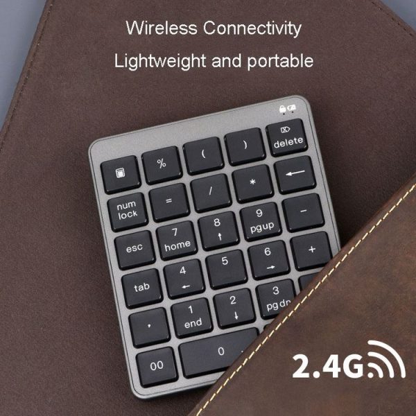 KN-980 28 Keys Portable Wireless Digital Quiet Keypad Computer External Digital Password Keypad (Gray) - Image 9