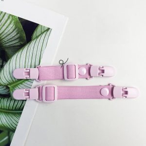 School Bag Shoulder Strap Clip Adjustable Elasticity Anti-Falling Clip For Children Overalls (Pink)