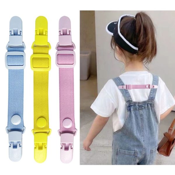 School Bag Shoulder Strap Clip Adjustable Elasticity Anti-Falling Clip For Children Overalls (Pink) - Image 2