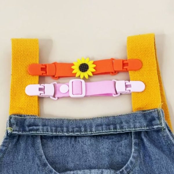 School Bag Shoulder Strap Clip Adjustable Elasticity Anti-Falling Clip For Children Overalls (Pink) - Image 5