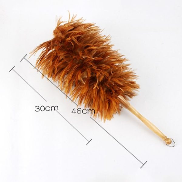 Thickened Natural Feather Duster Wooden Handle Dust Duster Home Car Dust Collector (Gold) - Image 2