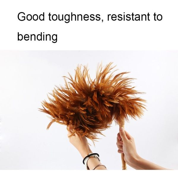 Thickened Natural Feather Duster Wooden Handle Dust Duster Home Car Dust Collector (Gold) - Image 4