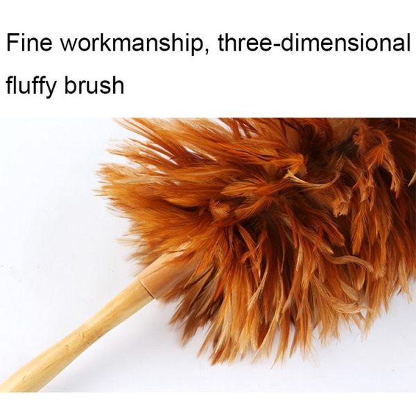 Thickened Natural Feather Duster Wooden Handle Dust Duster Home Car Dust Collector (Gold) - Image 5