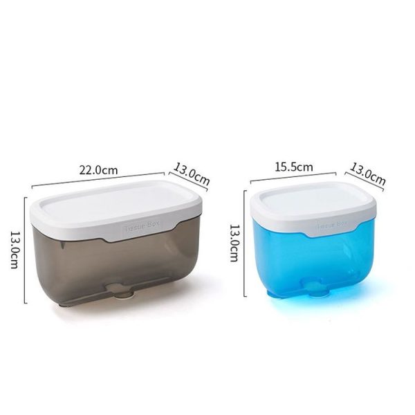 Punch-free Bathroom Transparent Waterproof Tissue Box Toilet Wall-mounted Storage Rack, Size: Large (Black) - Image 3
