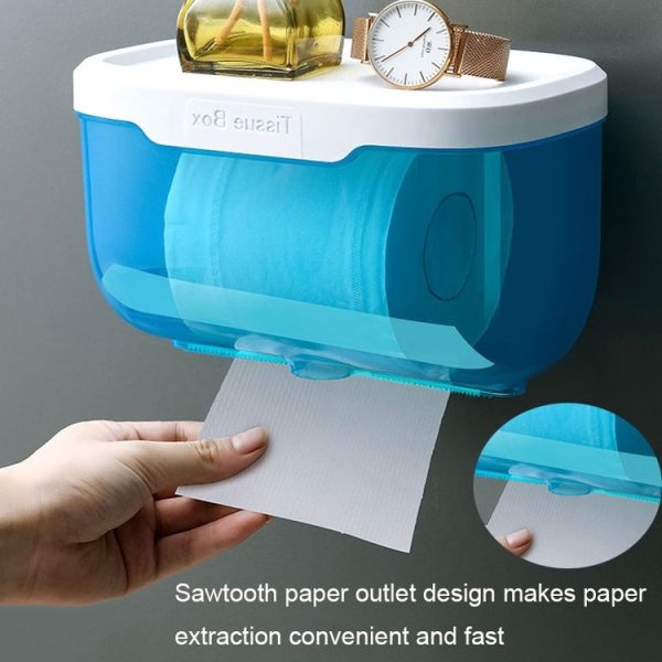 Punch-free Bathroom Transparent Waterproof Tissue Box Toilet Wall-mounted Storage Rack, Size: Large (Black) - Image 6