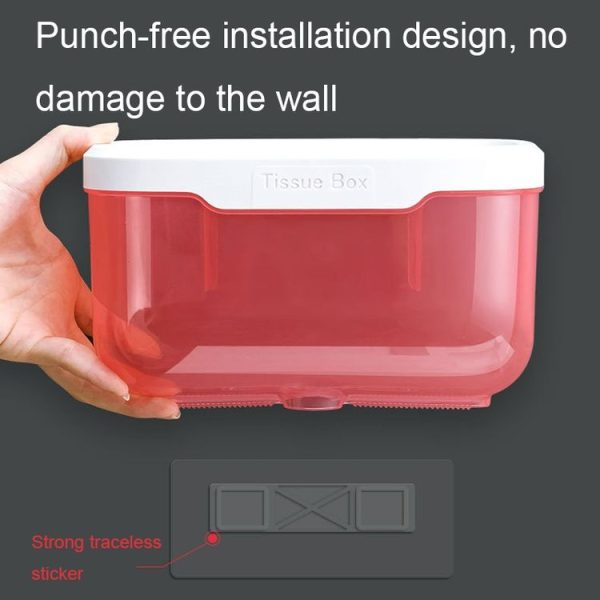 Punch-free Bathroom Transparent Waterproof Tissue Box Toilet Wall-mounted Storage Rack, Size: Large (Black) - Image 9