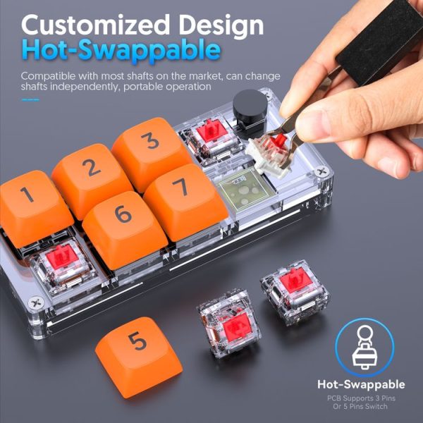 MKESPN Shortcut Macro Defined Wired Samll Keypad Single Handed Gaming Keyboard (White) - Image 5