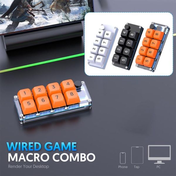 MKESPN Shortcut Macro Defined Wired Samll Keypad Single Handed Gaming Keyboard (White) - Image 9
