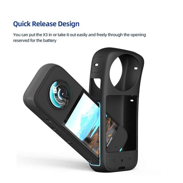 Insta360 X3 AMagisn Body Silicone Protective Cover, Style: Body+Lens Case (Black) - Image 3