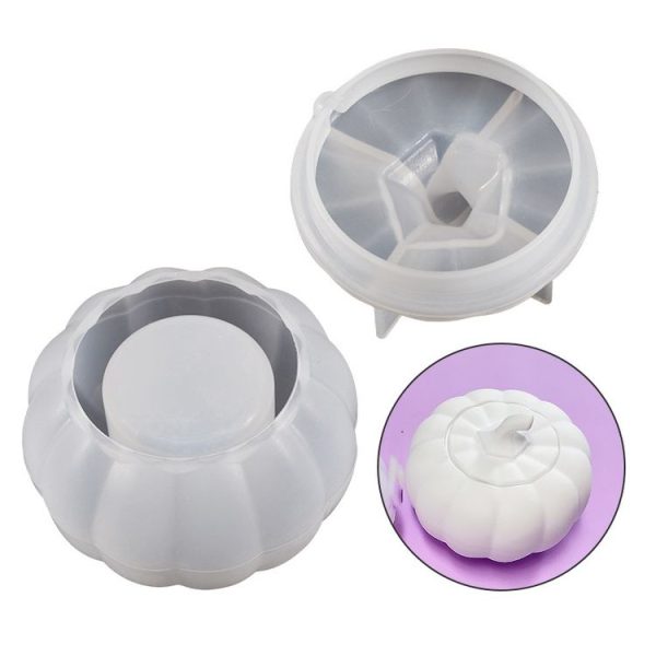 DIY Crystal Epoxy Pumpkin Storage Box Mold Halloween Silicone Mold (Cover+Base Combination) - Image 2