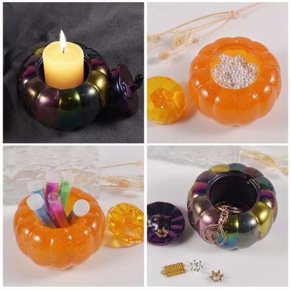 DIY Crystal Epoxy Pumpkin Storage Box Mold Halloween Silicone Mold (Cover+Base Combination) - Image 6