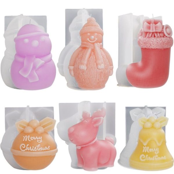 Christmas Crystal Silicone Mold DIY Snowman Elk Candle, Spec: Fat Christmas Snowman 004 - Image 3