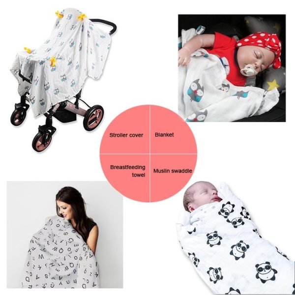 Cartoon Baby Soft Gauze Quilt Swaddle Cotton Bath Towel 117 X 117cm, Style: Letter ABC - Image 5
