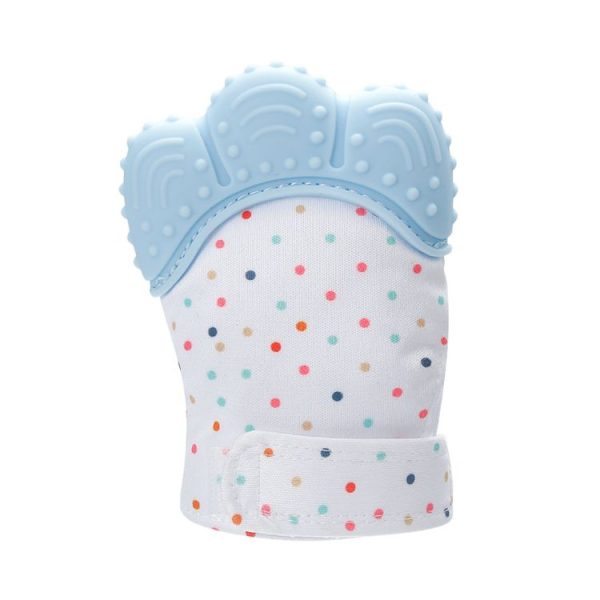 Baby Teething Gloves Anti-bite Silicone Teething Ring Toys (Blue)
