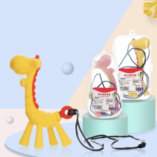 XUNYI Baby Giraffe Rattles Teether Kids Silicone Bite Toy, Spec: Drop Box Yellow - Image 2
