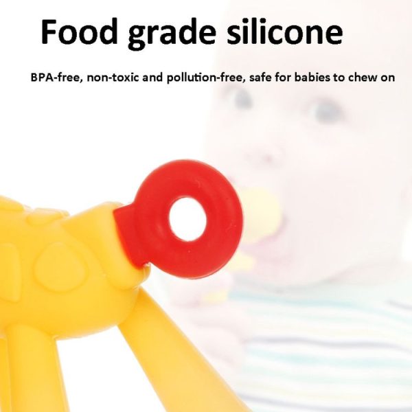 XUNYI Baby Giraffe Rattles Teether Kids Silicone Bite Toy, Spec: Drop Box Yellow - Image 3