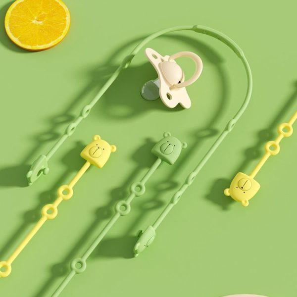 Bear Silicone Pacifier Chain Toddler Teether Toy Anti-fall Rope Pacifier Clip (Green) - Image 3