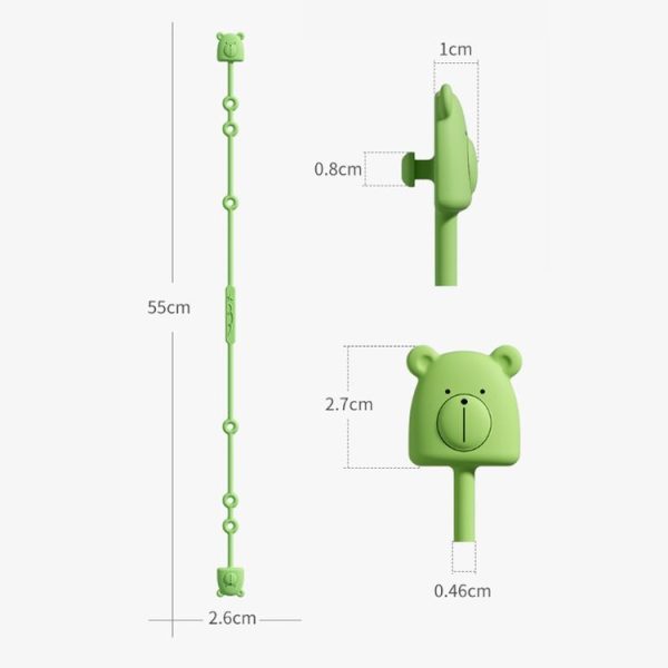 Bear Silicone Pacifier Chain Toddler Teether Toy Anti-fall Rope Pacifier Clip (Green) - Image 7