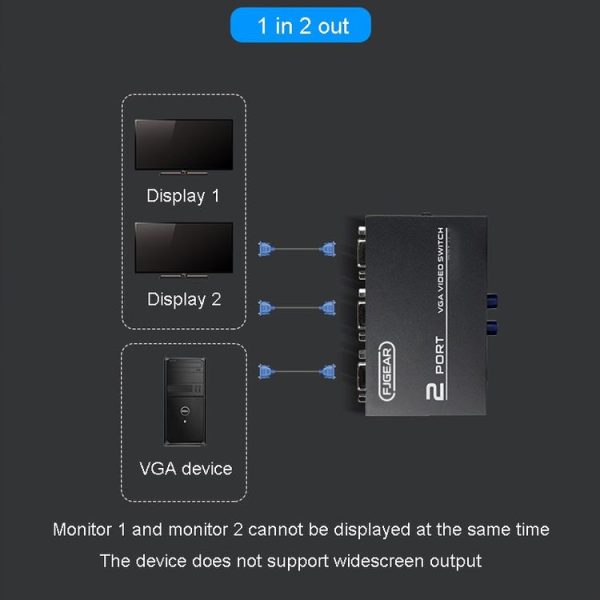 FJGEAR FJ-15-2 Computer VGA Switcher 2 In 1 Out Bidirectional Switching Sharer - Image 11