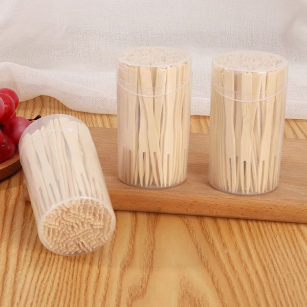 100pcs / Can Bamboo Fruit Stick Disposable Two Tines Dessert Fork For Home Use - Image 6
