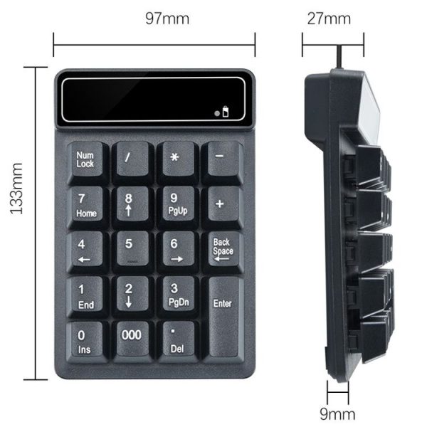 K3 19 Key 2.4G Wireless Mini Digital Keyboard Suspension Machinery Keypad (Black) - Image 4