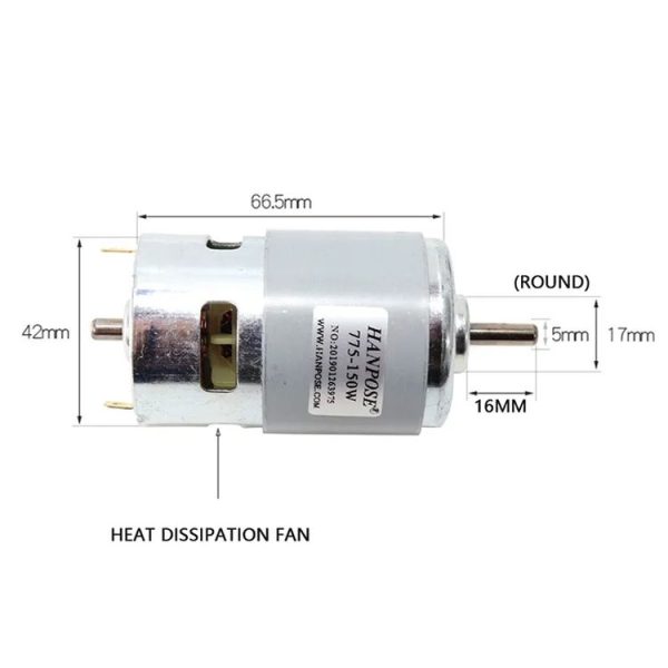 HANPOSE 775-80W Durable Spindle DC Motor Lawn Mower Motor With Two Ball Bearing Rated - Image 3