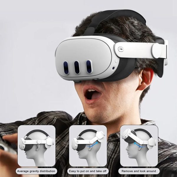 Meta Quest 3 VR Adjustable Elite Headset Head Strap (White) - Image 6