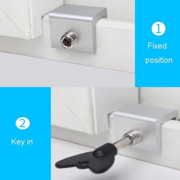 Child Safety Protection Screen Window Limiter Sliding Door Latch With Key, Model: Ordinary Model+Straight Key - Image 7