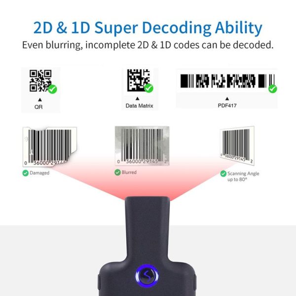 HC101D 2D Bluetooth Barcode Scanner Wireless Back Clip Phone Barcode Reader, Spec: Side - Image 5