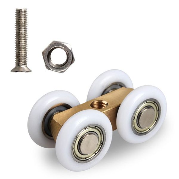Small Brass Bearing Suspension Wheel Shower Room Four Wheel Track Pulley, Model: Pulley+Screw
