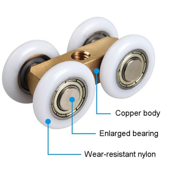 Small Brass Bearing Suspension Wheel Shower Room Four Wheel Track Pulley, Model: Pulley+Screw - Image 2