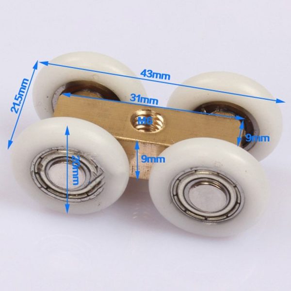 Small Brass Bearing Suspension Wheel Shower Room Four Wheel Track Pulley, Model: Pulley+Screw - Image 3