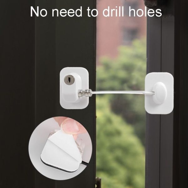 Door And Window Limiters Child Security Anti-Theft Latch With Key (White) - Image 10