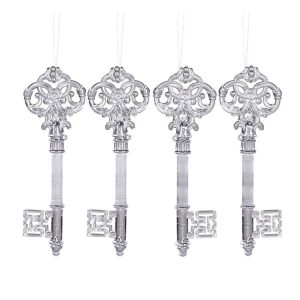 4pcs / Pack Key Type Christmas Acrylic Transparent Pendants Christmas Tree Decorations