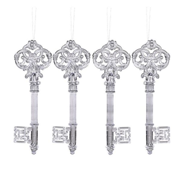 4pcs / Pack Key Type Christmas Acrylic Transparent Pendants Christmas Tree Decorations