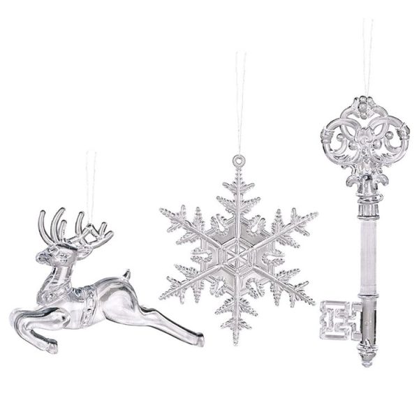4pcs / Pack Key Type Christmas Acrylic Transparent Pendants Christmas Tree Decorations - Image 4