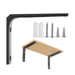 75x75mm Arc Triangle Bracket Stainless Steel I Type Support Holder With Screw (Black)