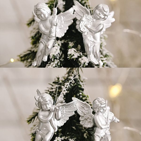 6pcs / Pack Christmas Angel Pendant Decoration Electroplated Semi-Dimensional Hanging Ornament (Gold) - Image 5