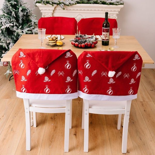 Christmas Nonwoven Chair Covers Home Dressing Stool Sleeves Decoration Supplies (Red) - Image 5
