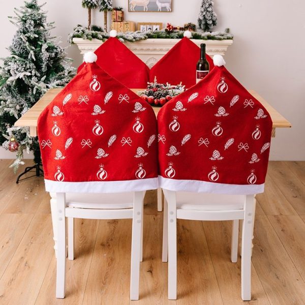 Christmas Nonwoven Chair Covers Home Dressing Stool Sleeves Decoration Supplies (Red) - Image 6