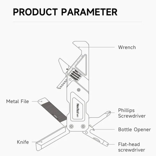 Nextool 6-in-1 Multi-functional Mini Wrench Portable Folding Knife File Screwdriver Bottle Opener NE20238 - Image 3