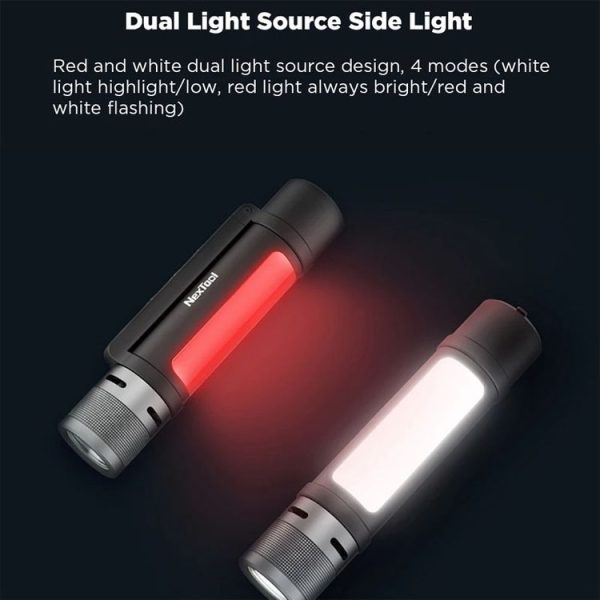 Nextool 6-In-1 Outdoor Emergency Flashlight Zoomable Alarm Camping Work Light (Black) - Image 2