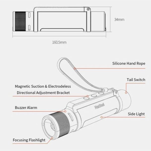 Nextool 6-In-1 Outdoor Emergency Flashlight Zoomable Alarm Camping Work Light (Black) - Image 9