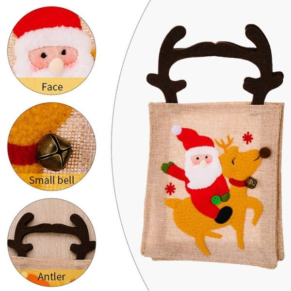Christmas Decoration Riding Deer Tote Bag Kids Candy Cartoon Gift Bag, Style: Striped Odl Man - Image 5
