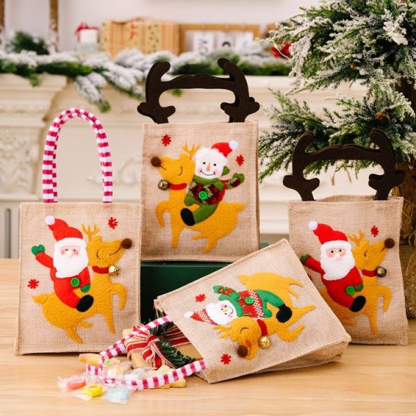 Christmas Decoration Riding Deer Tote Bag Kids Candy Cartoon Gift Bag, Style: Striped Odl Man - Image 7