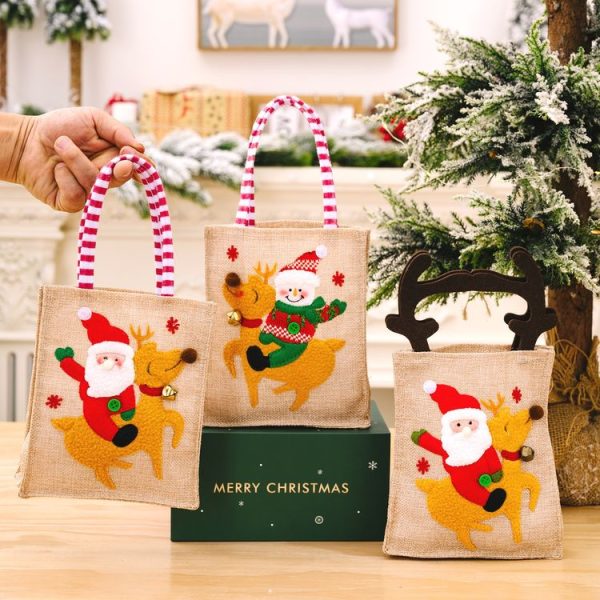 Christmas Decoration Riding Deer Tote Bag Kids Candy Cartoon Gift Bag, Style: Striped Odl Man - Image 8