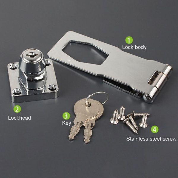 2.5 inch Interlocking No Hole Hook With Locking Hasp Chest Of Drawers Door Lock With Iron Key - Image 2